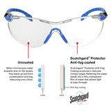 3M Safety Glasses for Men and Women, Solus 1000 Series, ANSI Z87, Scotchgard Anti-Fog, Clear Lens, Low Profile, Blue/Black Frame