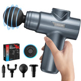 LEERCON Mini Massage Gun, Compact Deep Tissue Massager, 6 Speeds, 4 Heads, Fashion Lighting, Ideal Gift for Men & Women (Blue)