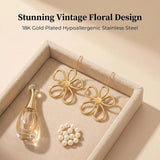 Hpoewre Gold Flower Statement Earrings for Women, Large Chunky Bohomian Summer Beach Floral Earring, Irregular Bold Exaggerated Earrings (Flower 7)
