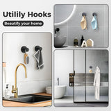 WingWider Shower Hooks for Inside Shower,Suction Cup Hooks for Glass Window,Removable Towel Hooks for Bathrooms,4 Packs(Black)