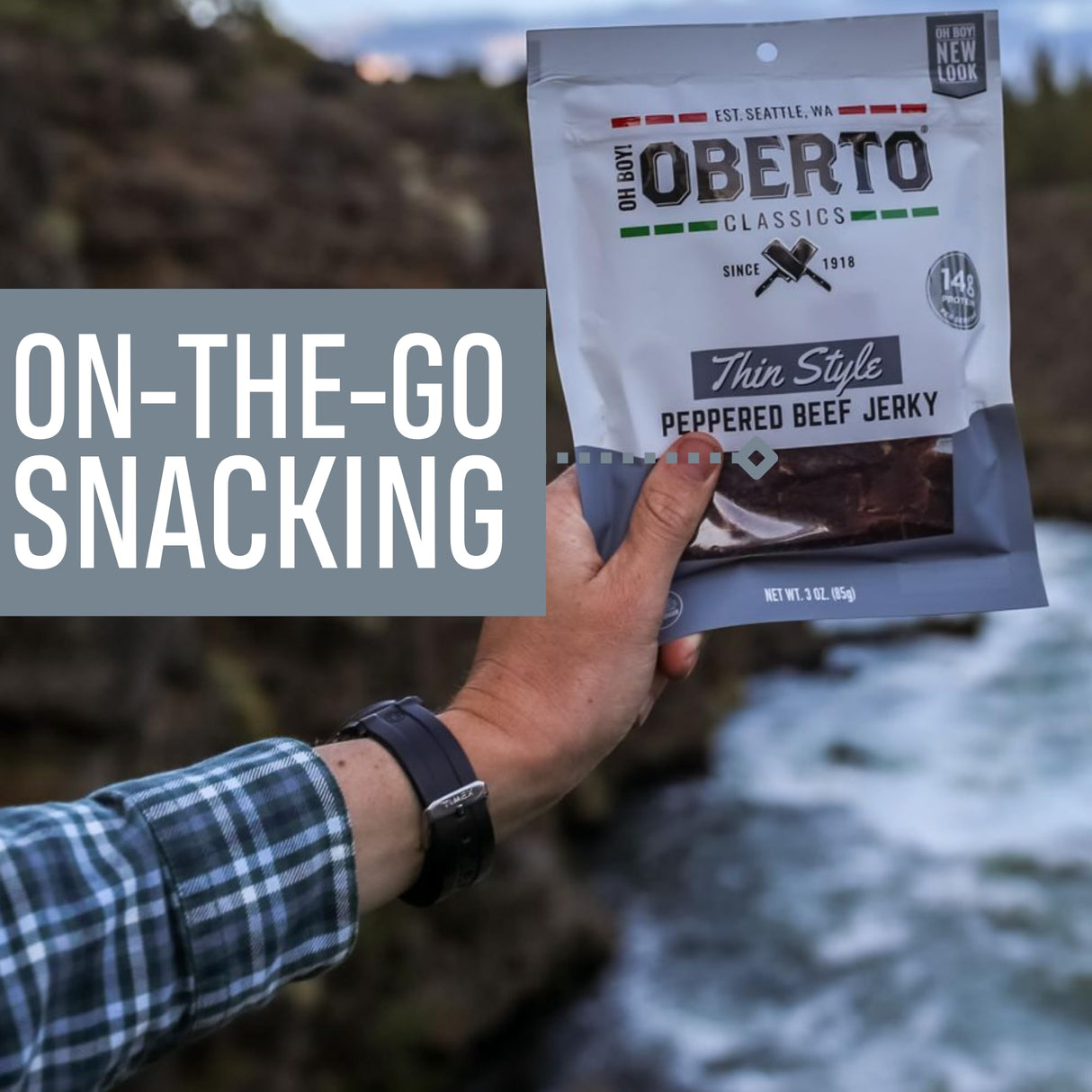 Oh Boy! Oberto Classics Thin Style Peppered Beef Jerky, 1.2 Ounce (Pack of 8)