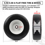 AR-PRO (2 Pack) 4.10/3.50-6 Flat Free Tire and Wheel, Solid Tire with Steel Rim, 3" -6.25 Centered Hub, 3/4" Bearing with 5/8" Adapter, for Wheelbarrow, Hand Truck & Utility Equipment