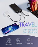 Miady 2-Pack Portable Charger, Slim 10000mAh Power Bank Travel Battery Pack