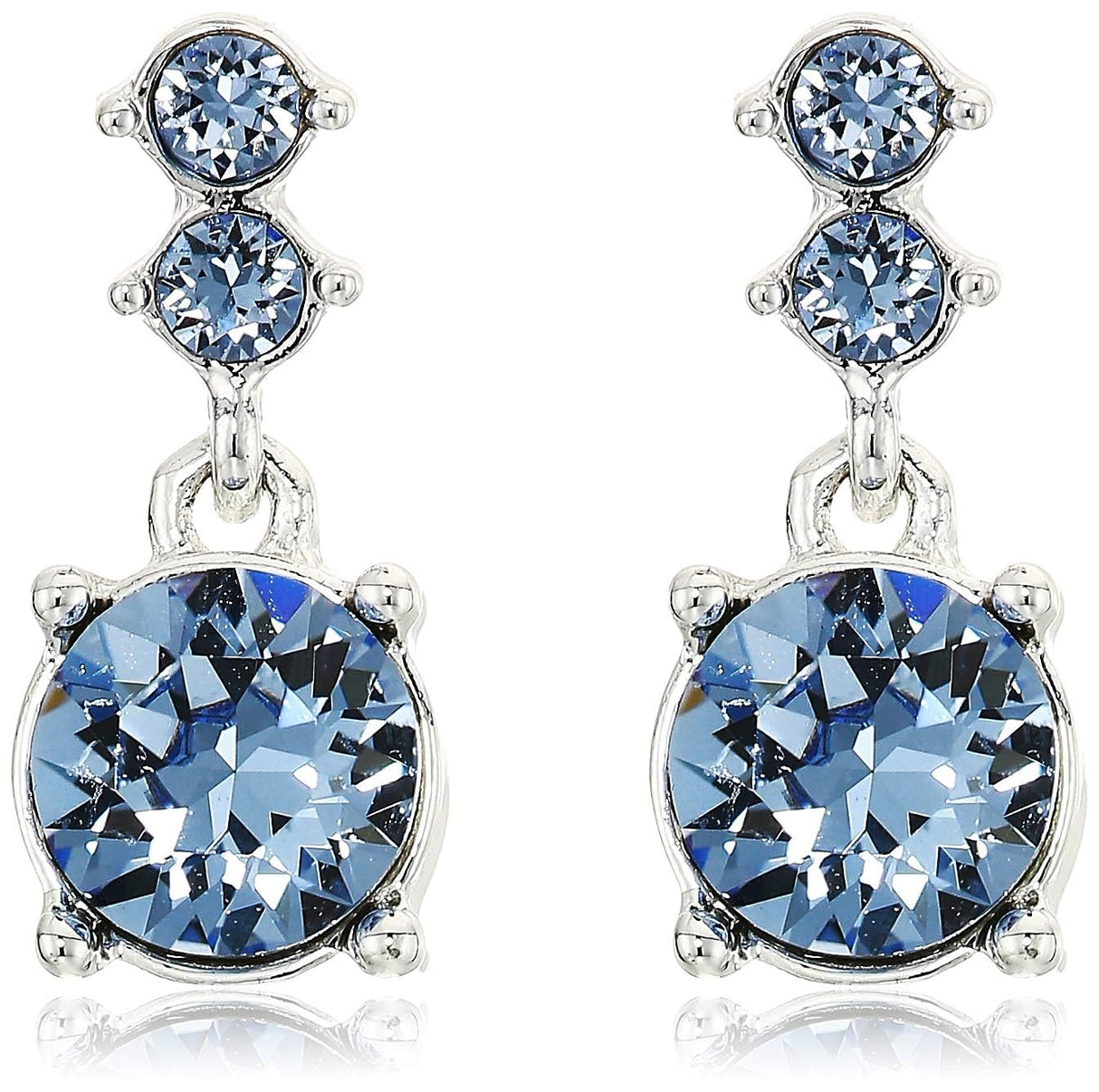 Nine West Women's Necklace and Earring Set — Silver Tone Jewelry Set with Blue and Crystal Inspired Accents, Fashion Accessories for Everyday and Dress Wear