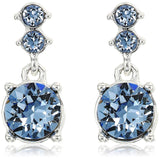 Nine West Women's Necklace and Earring Set — Silver Tone Jewelry Set with Blue and Crystal Inspired Accents, Fashion Accessories for Everyday and Dress Wear