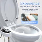 CLEAR REAR Bidet Attachment for Toilet Seat - Non-Electric with Self Cleaning Dual Nozzles, Leak Proof Connectors, Adjustable Water Spray, Rear & Feminine Wash - Hygienic Bathroom Upgrades (Black)