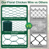 Floral Chicken Mesh for Craft, 4 x 236 Inch Galvanized Hexagonal Netting Roll, Lightweight Garden Poultry Fence for Coop & Rabbit, Metal Mesh Kit with Gloves, Ties and Plier