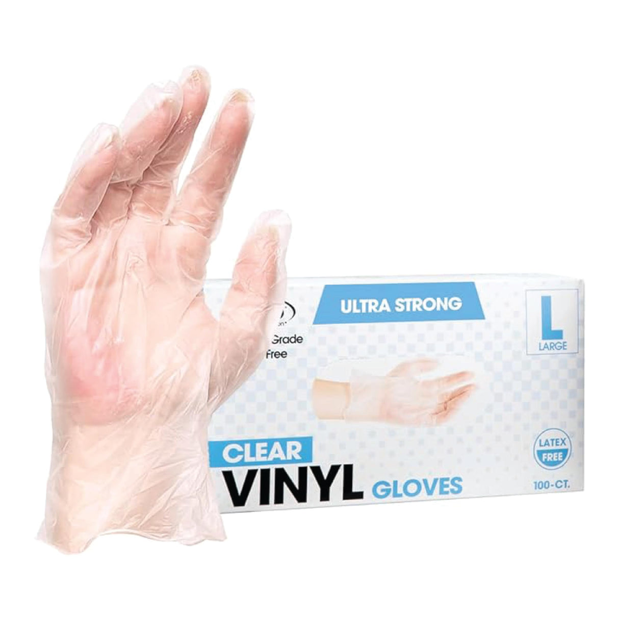 ForPro Disposable Vinyl Gloves, Clear, Industrial Grade, Powder-Free, Latex-Free, Non-Sterile, Food Safe, 2.75 Mil. Palm, 3.9 Mil. Fingers, Large, 100-Count (Pack of 10)