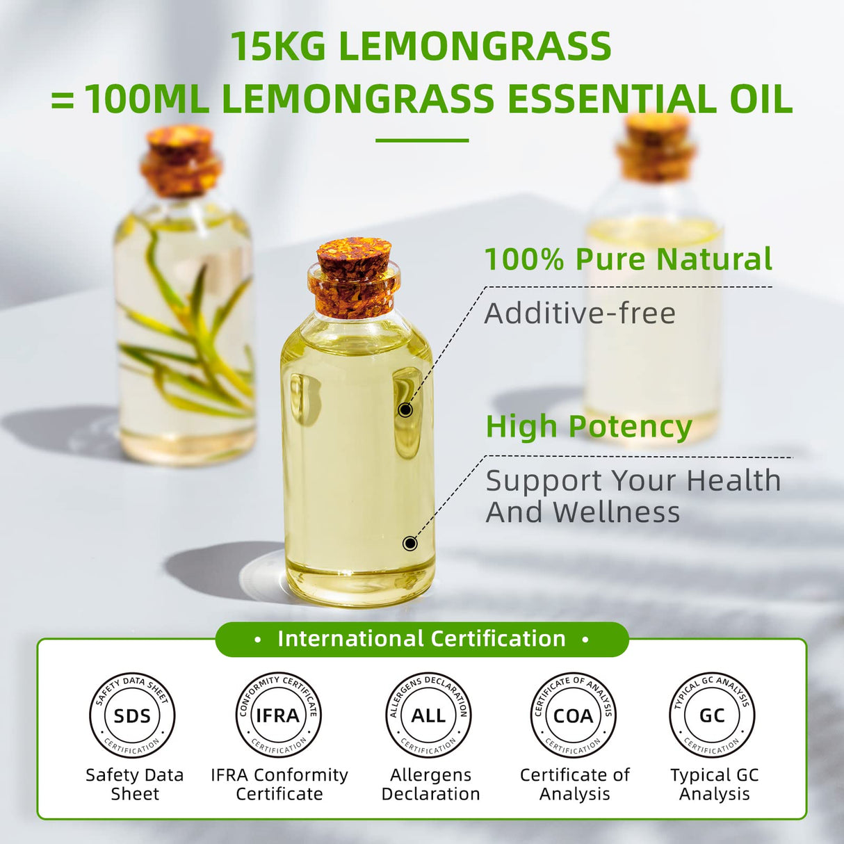 HIQILI 16 Fl Oz Lemongrass Essential Oil, 100% Pure Natural Undiluted for Diffuser, Hair