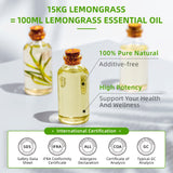 HIQILI 16 Fl Oz Lemongrass Essential Oil, 100% Pure Natural Undiluted for Diffuser, Hair
