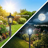 Benany 76" Solar Lamp Post Lights with Planter, Glass & Metal Street Light Outdoor Waterproof, 60 Lumens Dusk to Dawn Solar Pole Light for Garden, Yard, Driveway, Porch, Patio, Cool White