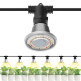 SANSI Hanging Grow Light String for Indoor Outdoor Plants, 6 LED Grow Light Bulbs 72W with Optical Lens for High PPFD, IP65 Waterproof Plant Grow Lamp for Greenhouse Garden (Upgraded)