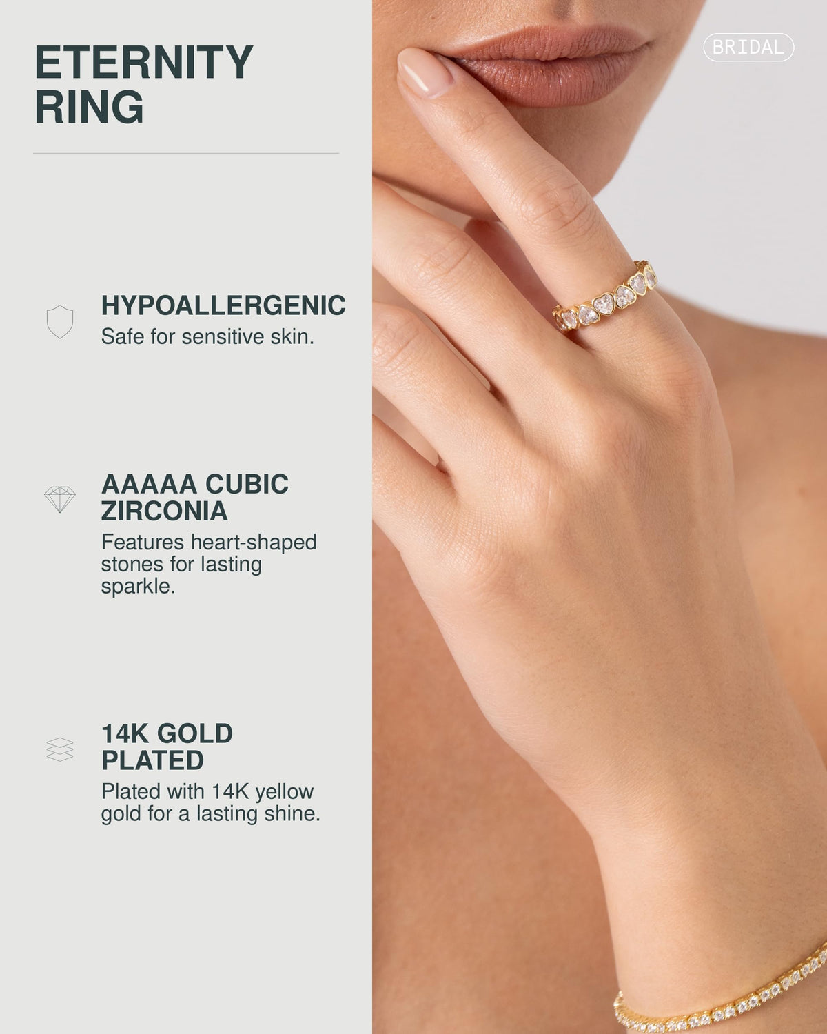PAVOI 14K Yellow Gold Plated Heart Ring for Women, Yellow Gold
