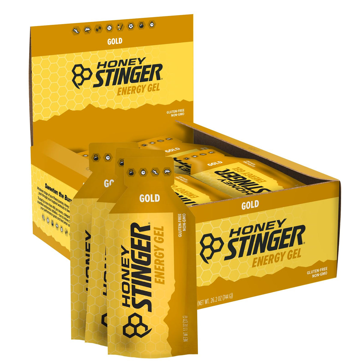 Honey Stinger Gold Energy Gel, Gluten Free & Caffeine Free, for Exercise, Running and Performance, Sports Nutrition for Home & Gym, Pre and Mid Workout, 24 Pack, 26.4 Ounce