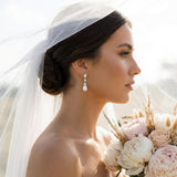 SWEETV Silver Pearl Drop Dangle Earrings for Women