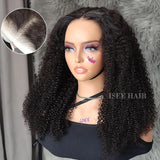 ISEE Wear and Go Glueless Wig Afro Kinky Curly Lace Front Wigs Human Hair 7x5 HD Lace Afro Curly for Women Lace Pre Cut Glueless Wigs Human Hair Pre Plucked 22 Inch