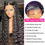 AskWish 30 Inch Lace Front Wig Human Hair 13x6 Lace Front Wigs Human Hair Pre Plucked 180% Density Deep Wave Lace Front Wigs Human Hair Transparent HD Lace Front Wigs for Black Women