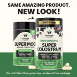 Super Colostrum Grass Fed Bovine Colostrum - 120 Capsules - Gut Health, Muscle Recovery, Energy, Hair, Skin & Immune Supplement | 50% IgG Cow Colostrum for Humans | Superfood, Gluten Free, Unflavored
