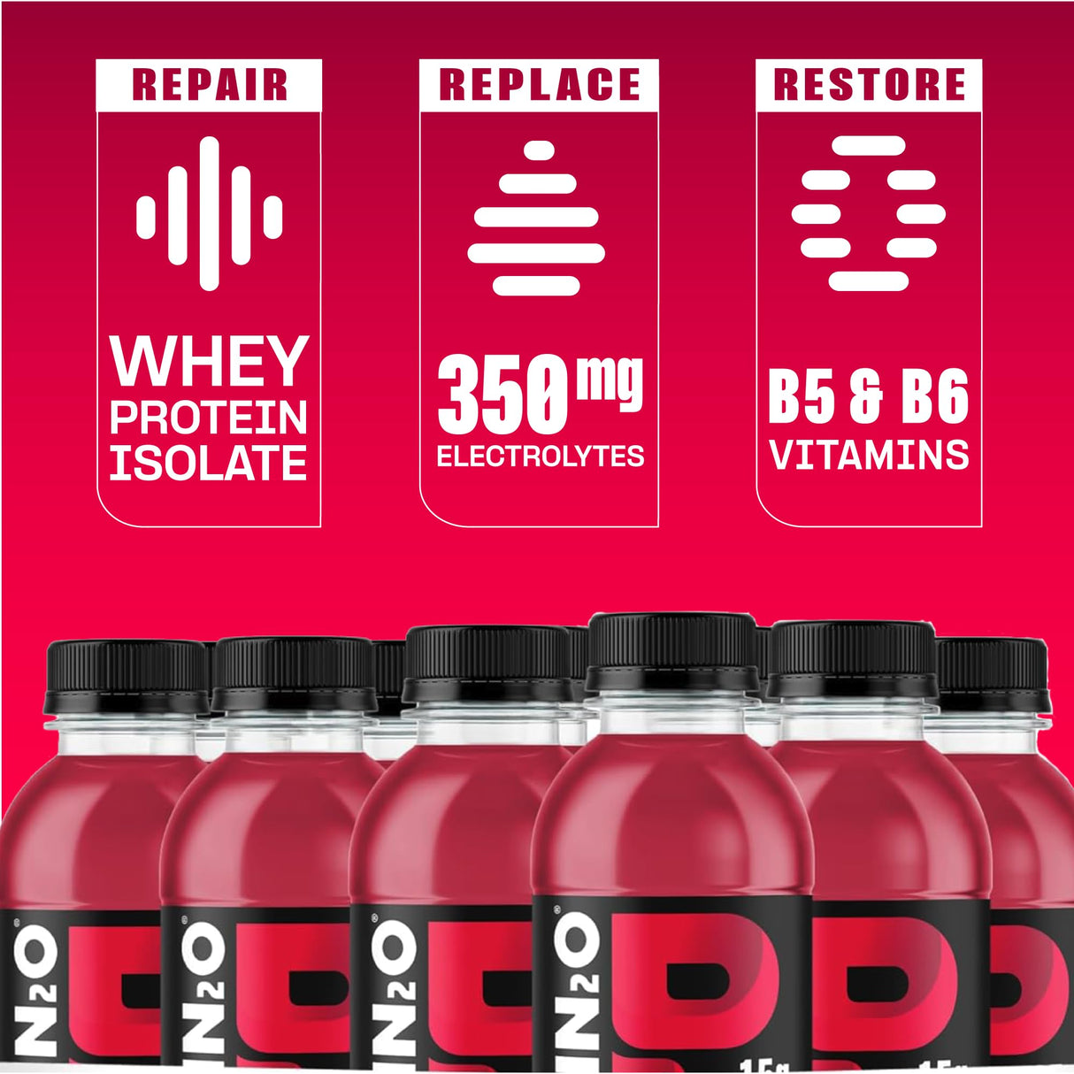Protein2o Hydration Drink - 2-in-1 Liquid Clear Whey Protein Isolate and Electrolyte Drink - 15g Protein, Vitamins B5, B6 - Post-Workout Recovery - 16.9 Fl Oz - 12 Count Wild Cherry