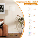 Ambimall 60'' Modern Floor Lamp with Shade, Tall Lamps for Living Room, Bedroom, Office, Dining Room, Beige Shade with Gold Pole(Without Bulb)
