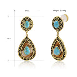 Wrangler TearDrop Dangle Turquoise Earrings, Turquoise Jewelry for Women-A