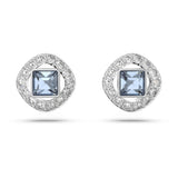 Swarovski Una Angelic Stud Earrings, Square Cut, Cool Blue Crystals, Rhodium Finish