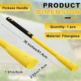 Bucherry 1 Pcs 36" Pickaxe Handle Replacement with Soft Grip, Heavy Duty Fiberglass Mattock Pick Axe Handle, for Gardening, Landscaping, Yard and Outdoors Work