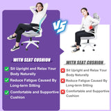 FOKEP Seat Cushion, X Large Memory Foam Cushion for Office Chair Cushions, Car Seat, Gaming Chair, Ergonomic Cushions Pad Pillow for Sciatica, Tailbone Pain Relief and Long Sitting (Purple)