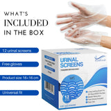 Urinal Screen Deodorizer (12 pack) Ocean Mist Scent, Urinal Cakes Anti-Splash, Urinal Mats Anti-Clogging, Universal Fit, Free Gloves