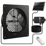 ORQEMG Solar Powered Fan with Battery Backup, 15W Monocrystalline Panel, 12V 4000mAh Control Box, Remote Control, 3 Modes, Adjustable Speed Ventilation Fan for Chicken Coop, Greenhouse, Shed, Attic