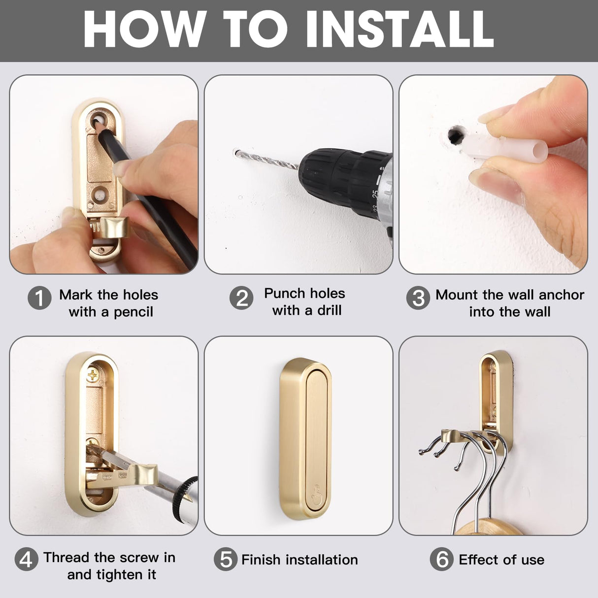 Dntorx Foldable Wall Hook, 40 lbs Heavy Duty Screw Mounted, Aluminum Alloy Flip-Down Gold Coat Hook, Space-Saving Folding Wall Hanger for Bathroom Bedroom Entryway Closet, Includes Screws (4 Pack)