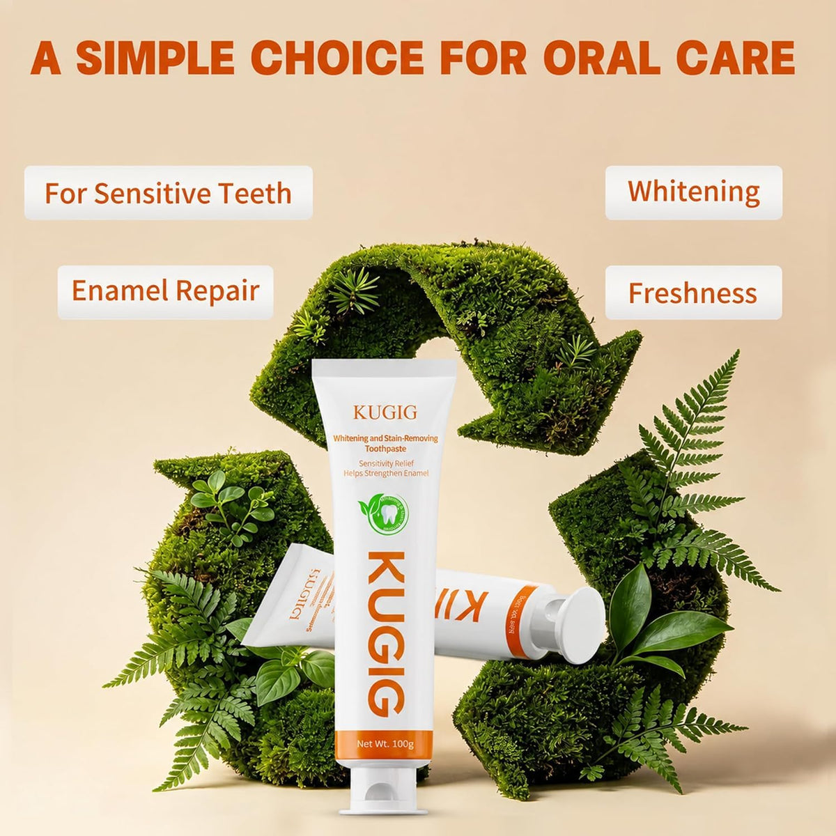 KUGIG Toothpaste with hydroxyapatite, Gentle Enamel Care, Helps Support Gum Care & Plaque Control, Strengthens Enamel, Fresh Breath for Daily Use 3.5 Fl Oz (One Pack)