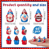 Geelin 60 Pcs Patriotic Gnomes Figurines Mini Red White Blue Gnomes Resin Ornament, Tiny Gnome Table Centerpieces Decorations for 250th Anniversary Independence Day Decor USA Party Favors