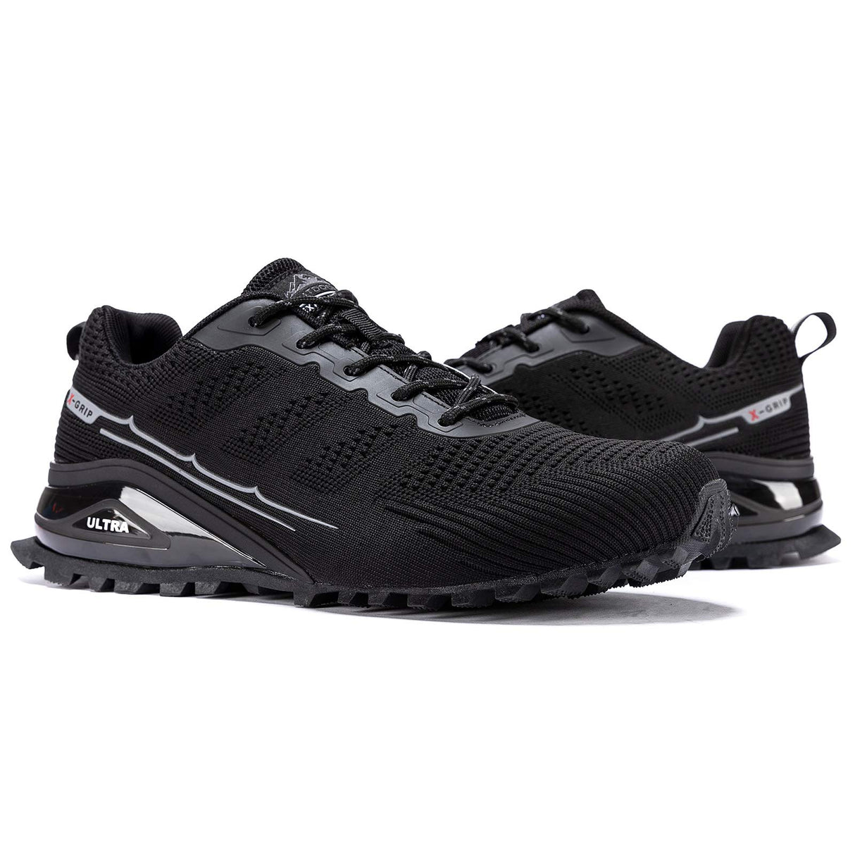 Kricely Men's Trail Running Shoes Fashion Hiking Sneakers for Men Tennis Cross Training Shoe Black Non-Slip Walking Footwear Size 7.5