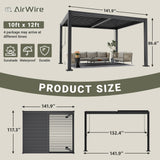 AirWire 10x12 FT Louvered Pergola Dark Gray