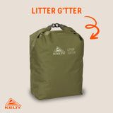 Kelty Litter G’tter Reusable Heavy Duty Garbage Bag and Carry Sack for Firewood, Cans, and Campsite Trash – Puncture + Water Resistant Fabric, Roll Top, 30L Capacity (Winter Moss)