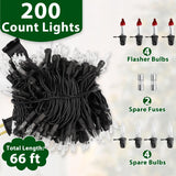 CXLHO Clear Christmas Lights 66FT 200 Incandescent Bulbs Warm White Mini Lights with Black Wire for Christmas Tree, Garland, Thanksgiving, Wedding, Party, Home, Indoor & Outdoor Festival Decoration