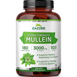 Zazzee Extra Strength Mullein 10:1 Extract, 3000 mg Strength, 180 Vegan Capsules, 6 Month Supply, Standardized 10X Extract, 100% Pure Leaf Powder, All-Natural and Non-GMO, Made in The USA