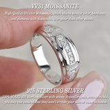Heinlov Moissanite Mens Wedding Band 925 Sterling Silver D Color VVS1 Sz 11