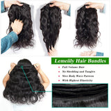 Lemeiily Human Hair Bundles 16 18 20 Inch Body Wave Bundles Human Hair 100% Unprocessed Brazilian Virgin Hair Quick Weave Bundles Human Hair 3 Bundles Deals Real Human Hair Extensions Natural Black