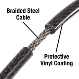 Master Lock Bike Cable Lock 5' x 1/2" Heavy Duty Anti-Theft Bike Lock Steel Cable with Black Weather Resistant Vinyl Coating for Bikes, Ebikes & Scooters, 5 Feet Long, 8370D