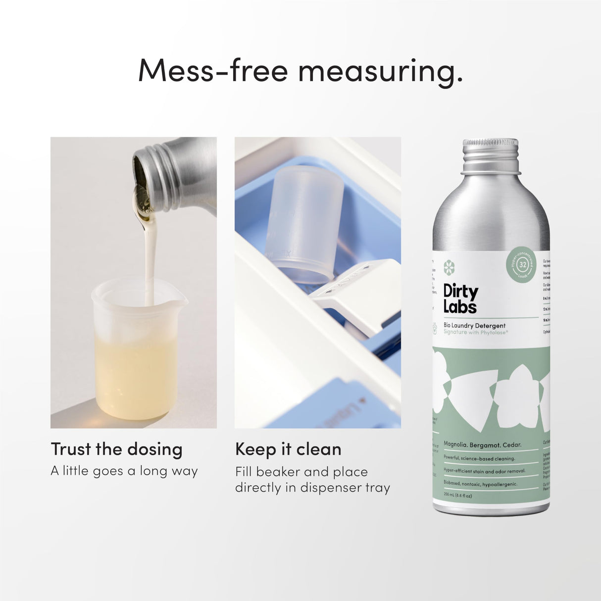 Dirty Labs | Signature Scent | Bio-Liquid Laundry Detergent | 32 Loads (8.6 fl oz) | Hyper-Concentrated | High Efficiency & Standard Machine Washing | Nontoxic, Biodegradable | Stain & Odor Removal