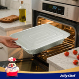 JOLLY CHEF 9x13 Aluminum Pans With Lids (25 Pack)- Disposable Foil Food Containers with Lids for Cooking, Heating, Storing, Prepping Food- Thanksgiving, Christmas, Parties