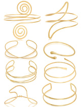 TRWWELL 8PCS Gold Arm Cuff Jewelry for Women Upper Arm Band Cuff Bangle Bracelets Adjustable Minimalist Armband Armlet Set