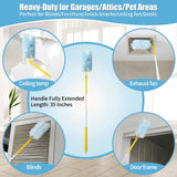 Senowi 40 Count 360° Heavy Duty Duster Refills Compatible with Swiffer,Large Size-Extra Thick Disposable Electrostatic Duster Refill with 1 Retractable Handle(35-inch Length Fully expanded)