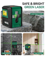Nikotek Laser Level Self-Leveling Green Beam Horizontal and Vertical Crossline Laser for Home Decor Carrying Pouch, Tripod Battery Included (NK02GT2)