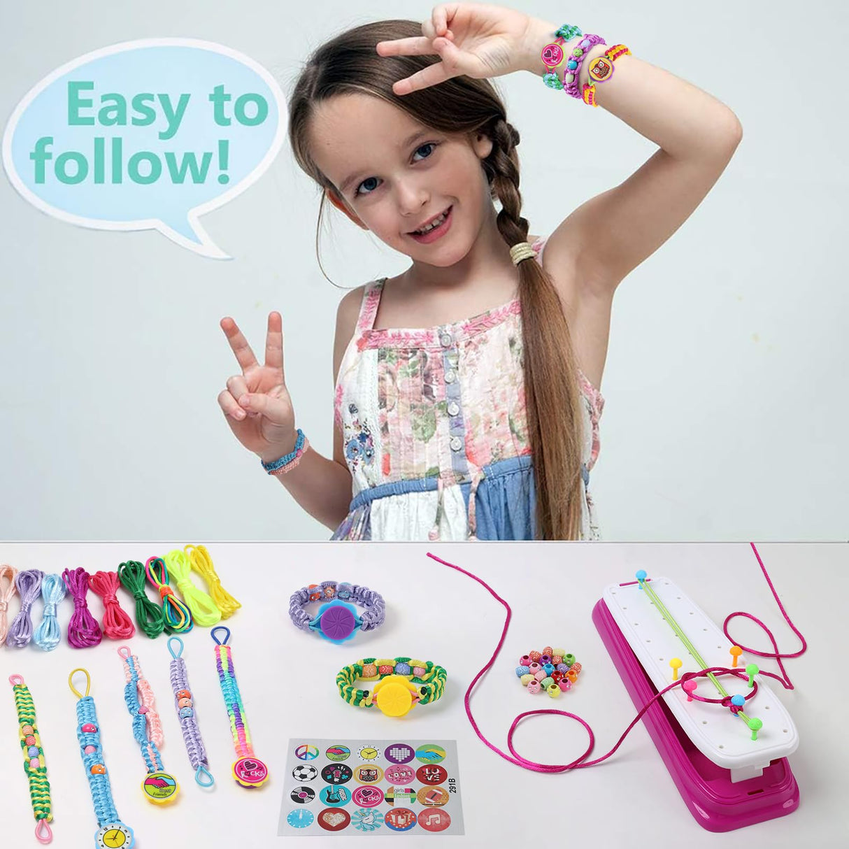 IQKidz Friendship Bracelet Making Kit - Make Bracelets Craft Toys for Girls Age 8-12 yrs, Cool Birthday Gifts for 6 7 9 10 11 Years Old Kids, Christmas Gift Set