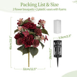 Memobloom Cemetery Flowers for Fall Grave Decorations: 2 Pcs, Red