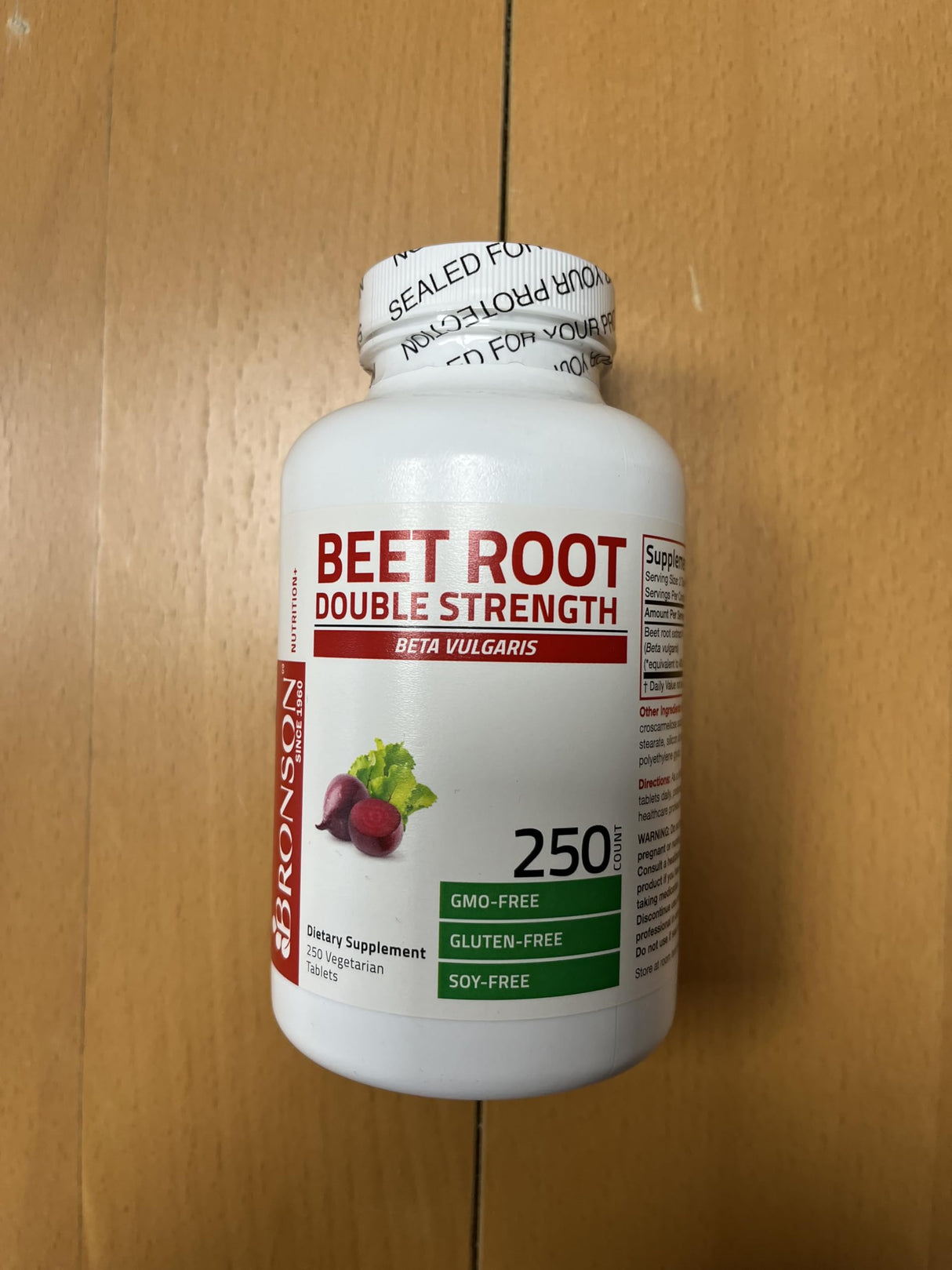 Bronson Beet Root Double Strength, Non-GMO, 250 Vegetarian Tablets