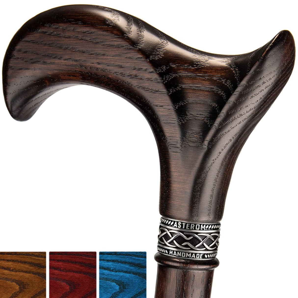 Asterom Walking Cane - Handmade, Ergonomic, Canes for Men - Wooden Walking Sticks for Seniors, Unique, Cool (Walnut, 36 Inches)
